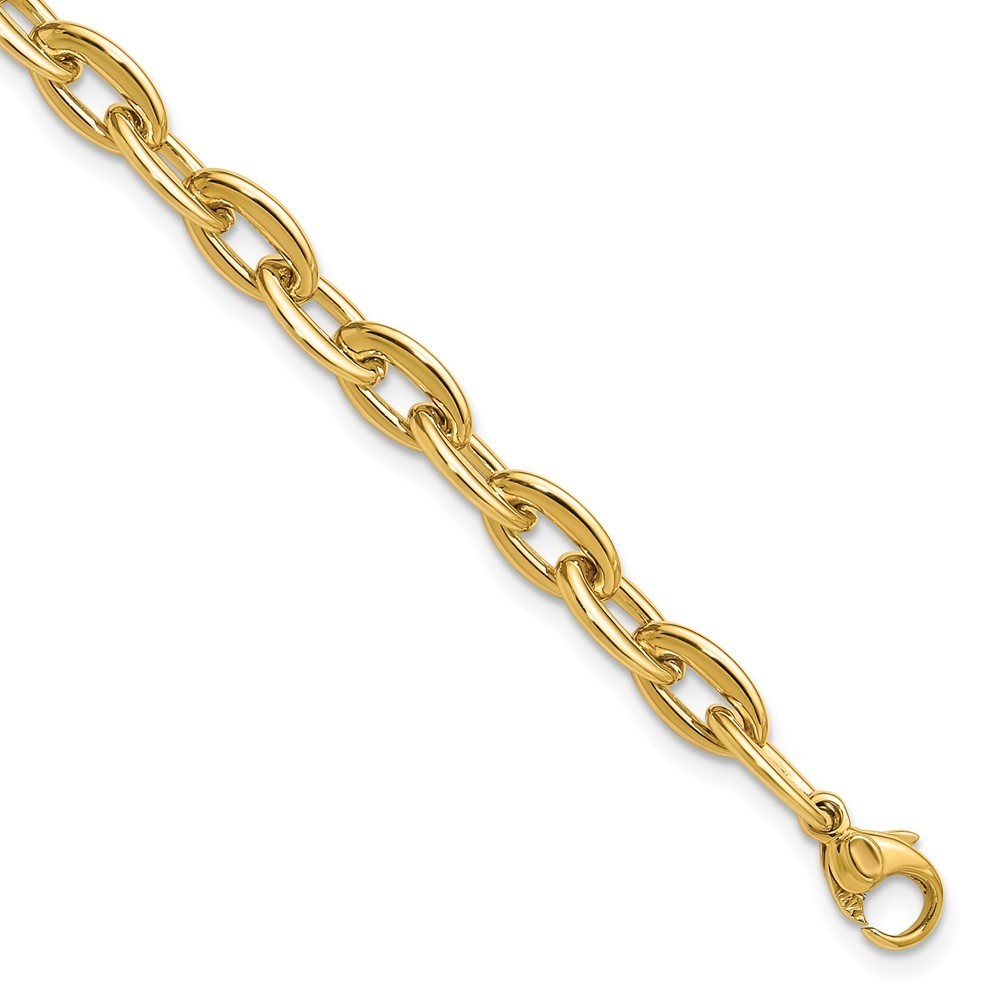 14k Yellow Gold Polished Fancy 55mm Oval Link Bracelet 2945$